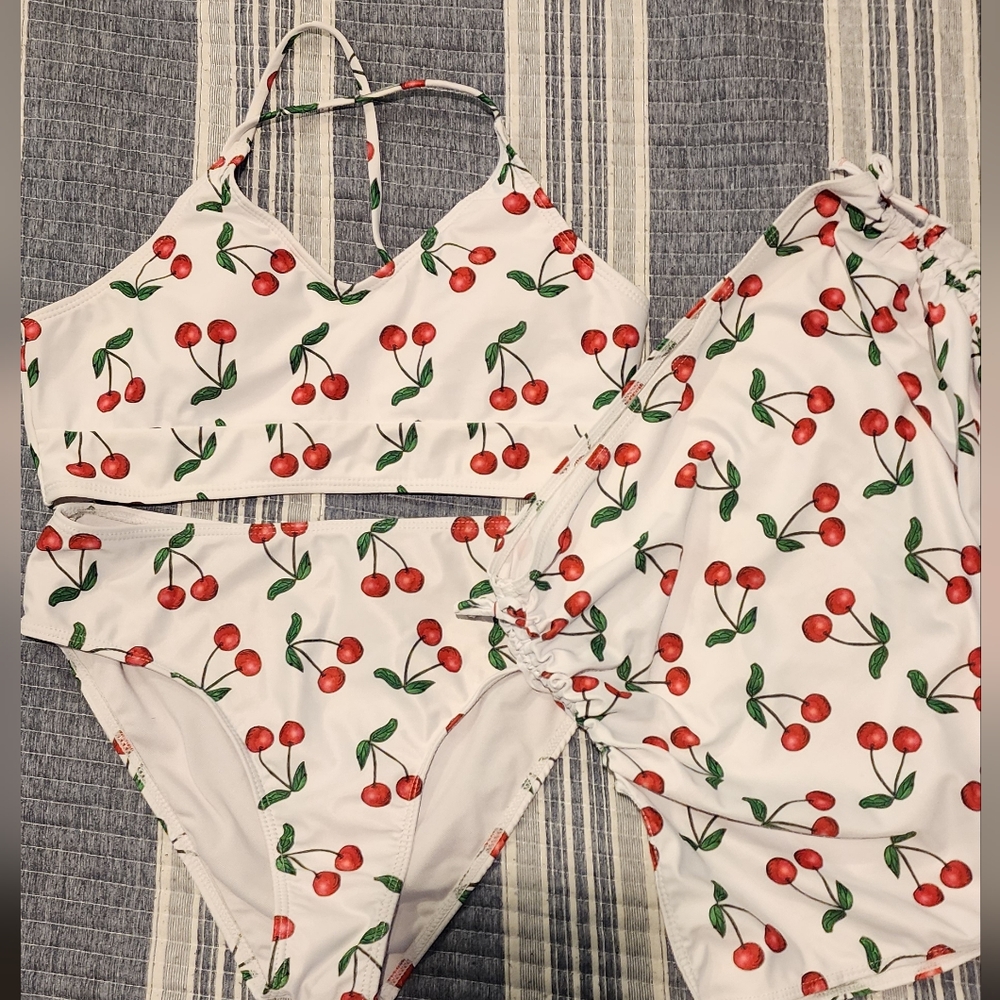 Cherry Print Three-Piece Set Size 14/16 EUC